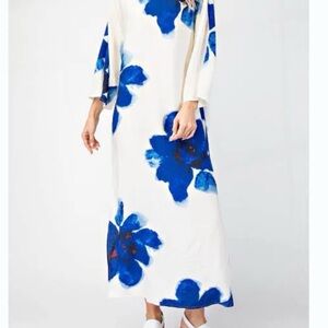 Chic White and Blue Floral Maxi Dress